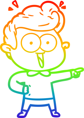 Gökkuşağı gradyanı çizimi bir insan tarafından çizilmiş heyecanlı bir çizgi film