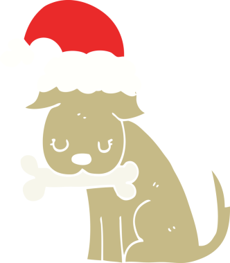 Bir insan tarafından çizilmiş şirin bir Noel köpeği.