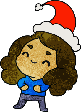 Bir insan tarafından çizilmiş kawai kızının el çizimi karikatürü.