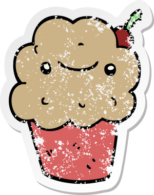 Bir insan tarafından çizilmiş karikatür kekinin sıkıntılı çıkartması.