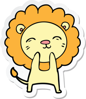 Bir insan tarafından çizilmiş karikatür aslanının çıkartması.