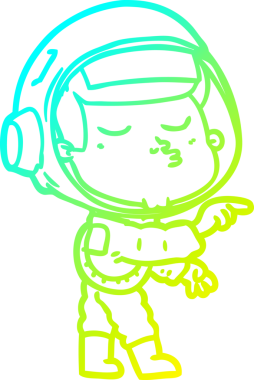 Bir insan tarafından çizilmiş kendinden emin bir astronotun soğuk çizgi çizimi.