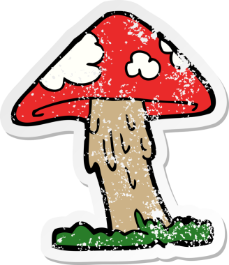 Bir insan tarafından çizilmiş karikatür mantarının sıkıntılı çıkartması