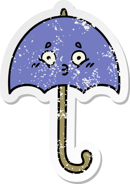 Bir insan tarafından çizilmiş şirin bir şemsiyenin sıkıntılı çıkartması.