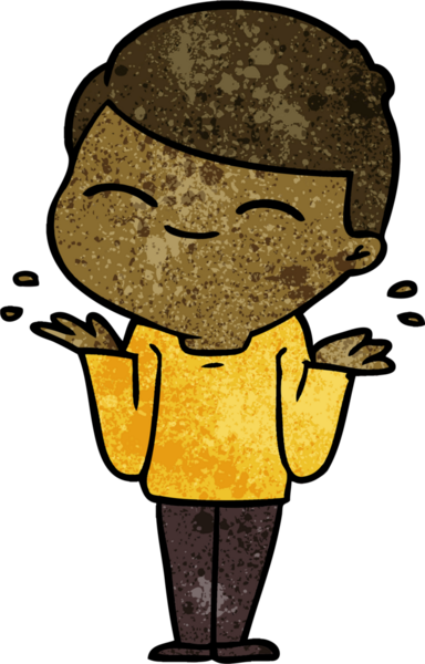 Bir insan tarafından çizilmiş omuzlarını silken gülümseyen çocuk.