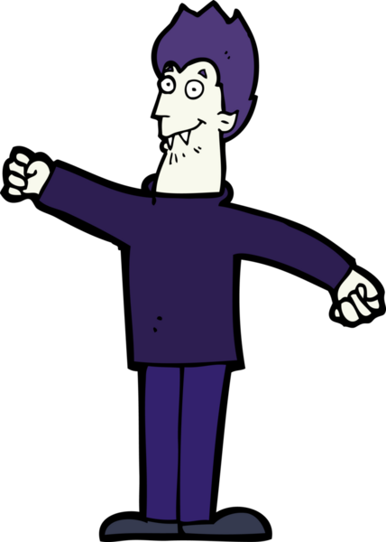 Bir insan tarafından çizilmiş mutlu vampir çizgi filmi.