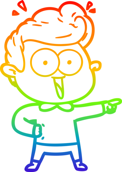 Gökkuşağı gradyanı çizimi bir insan tarafından çizilmiş heyecanlı bir çizgi film