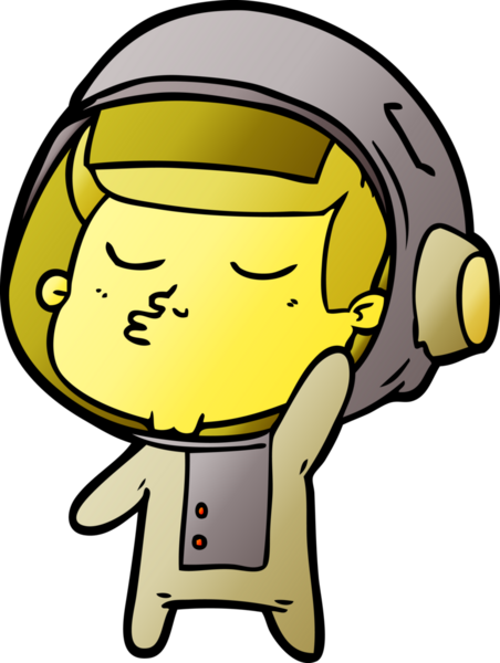 Bir insan tarafından çizilmiş kendine güvenen bir astronot çizgi filmi.