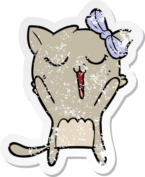 Bir insan tarafından çizilmiş karikatür bir kedinin sıkıntılı çıkartması.