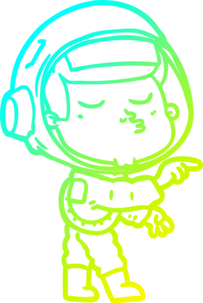 Bir insan tarafından çizilmiş kendinden emin bir astronotun soğuk çizgi çizimi.