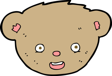 Bir insan tarafından çizilmiş oyuncak ayı yüzü.