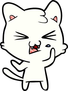 Bir insan tarafından çizilmiş çizgi film kedisi.