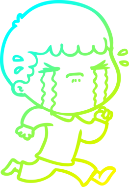 Bir insan tarafından çizilmiş ağlayan bir çizgi film karakteri çizimi.