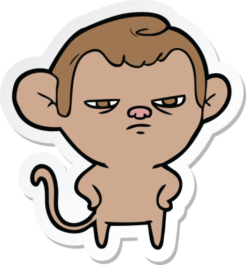 Bir insan tarafından çizilmiş çizgi film maymununun çıkartması.