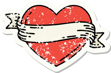 Bir insan tarafından çizilmiş geleneksel bir kalp ve bayrak stili dövmesi.