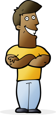 Bir insan tarafından çizilmiş sırıtan bir çizgi film adamı.