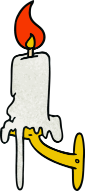 Bir insan tarafından çizilmiş bir mum çubuğunun el çizimi karikatürü.