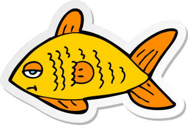 Bir insan tarafından çizilmiş komik bir balığın çıkartması.