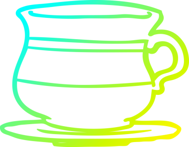 Bir insan tarafından çizilmiş eski bir çay fincanının soğuk gradyan çizgisi