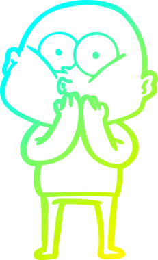 Bir insan tarafından çizilmiş, kel bir adamın soğuk çizgi çizimi.