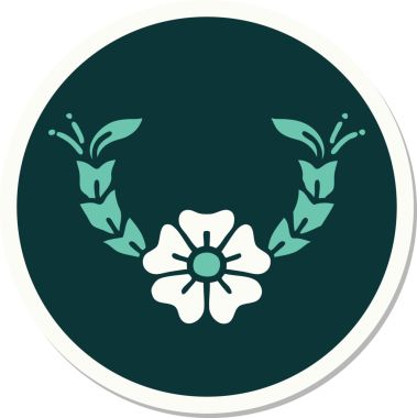 Bir insan tarafından çizilmiş geleneksel bir çiçek stiliyle dövme çıkartması.