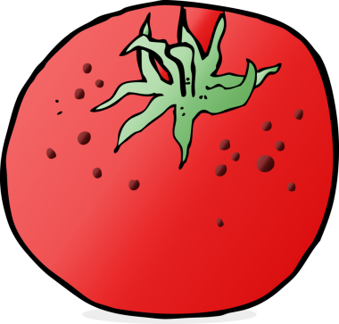 Bir insan tarafından çizilmiş domates çizgi filmi.
