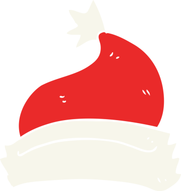 Bir insan tarafından çizilen noel şapkasının düz renk çizimi