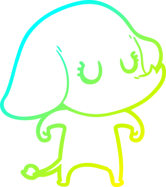 Bir insan tarafından çizilmiş şirin bir filin soğuk gradyan çizgisi