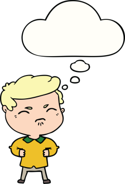 Bir insan tarafından çizilmiş düşünce baloncuğuyla rahatsız edilmiş bir adam.