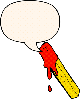 Bir insan tarafından çizilmiş çizgi roman tarzında konuşma baloncuğu ile kızartılmış çizgi film.