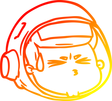 Bir çizgi film karakteri, bir insan tarafından çizilmiş astronot yüzü.