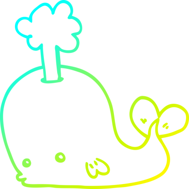 Bir insan tarafından çizilmiş karikatür balinası çizimi.