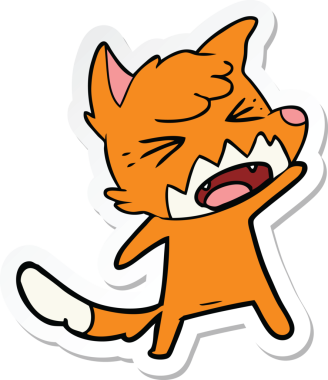 Bir insan tarafından çizilmiş kızgın bir tilkinin çıkartması.