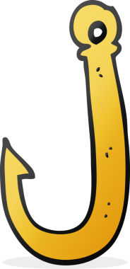 Bir insan tarafından çizilmiş karikatür balık kancası.