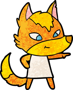 Bir insan tarafından çizilmiş tilki çizgi film karakteri