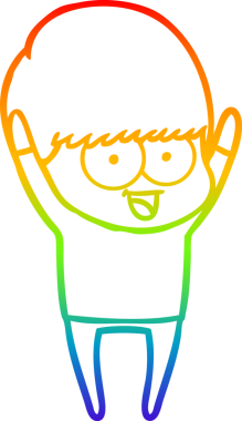 gökkuşağı gradyanı çizimi bir insan tarafından çizilmiş mutlu bir çizgi film çocuğu