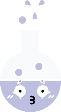 Bir insan tarafından çizilmiş bir test tüpünün düz renk retro karikatürü