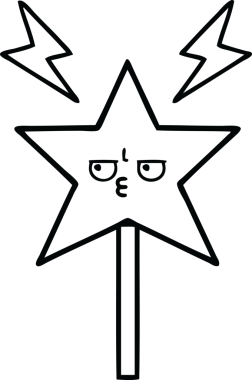 Bir insan tarafından çizilmiş sihirli bir değnek çizimi.