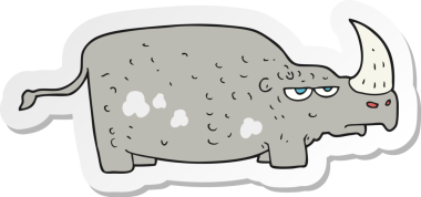 Bir insan tarafından çizilmiş bir gergedanın çıkartması.