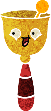 Bir insan tarafından çizilmiş okul çanının retro çizim stili karikatürü