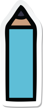 Bir insan tarafından çizilmiş şirin bir mavi kalem çıkartması.