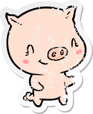 Bir insan tarafından çizilmiş bir domuzun sıkıntılı çıkartması.