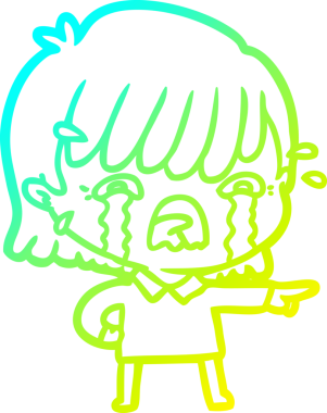 Bir insan tarafından çizilmiş ağlayan bir çizgi film kızı çizimi.