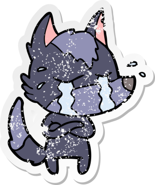 Bir insan tarafından çizilmiş ağlayan bir karikatür çıkartması.