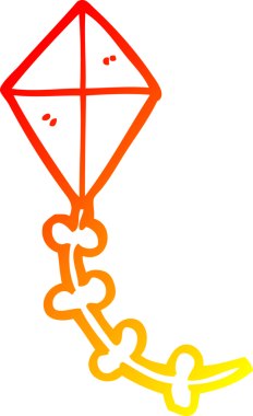 Bir insan tarafından çizilen çizgi film uçurtmasının sıcak gradyan çizgisi