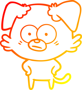 Bir insan tarafından çizilmiş gergin bir köpek çizgi filminin sıcak gradyanı.