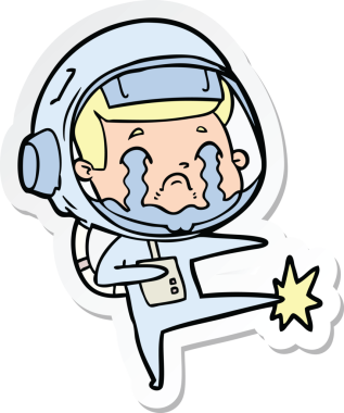 Bir insan tarafından çizilmiş ağlayan bir astronotun çıkartması.