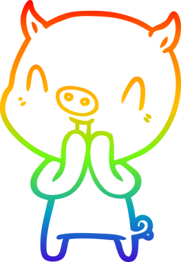 gökkuşağı gradyan çizimi mutlu çizgi domuz çizimi bir insan tarafından çizilmiş