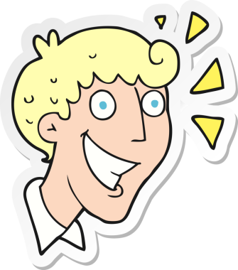 Bir insan tarafından çizilmiş heyecanlı bir adamın çıkartması.