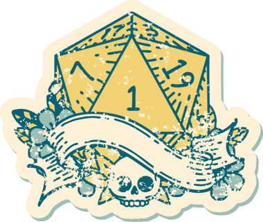 Retro Dövme Biçimi Doğal Bir d20 zar bir insan tarafından çizildi